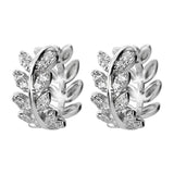 Geometric Leaves 9925 Silver Hoop Earrings Zircon Earings Jewelry