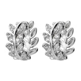 Geometric Leaves 9925 Silver Hoop Earrings Zircon Earings Jewelry