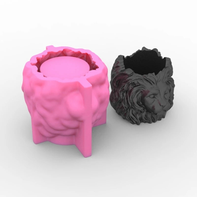 Geometric Lion Head Gypsum Silicone Molds Storage Box Mold