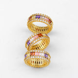 Colorful Zircon Geometric Women's Finger Ring Wedding Jewelry Gift