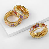 Colorful Zircon Geometric Women's Finger Ring Wedding Jewelry Gift