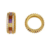 Colorful Zircon Geometric Women's Finger Ring Wedding Jewelry Gift