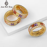 Colorful Zircon Geometric Women's Finger Ring Wedding Jewelry Gift