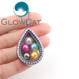 Geometric Magnetic Beads Locket Pearl Cage Pendant Necklace