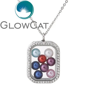 Geometric Magnetic Beads Locket Pearl Cage Pendant Necklace