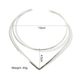 Double-deck Alloy Torques Collar Necklace Geometric Metal Choker for Women