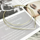Double-deck Alloy Torques Collar Necklace Geometric Metal Choker for Women