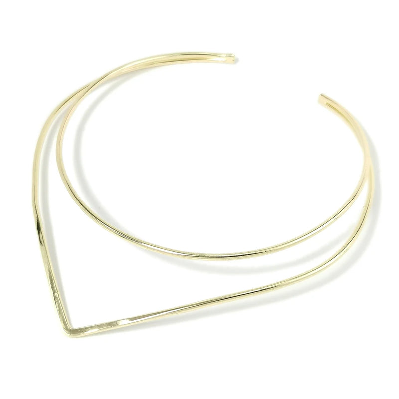 Double-deck Alloy Torques Collar Necklace Geometric Metal Choker for Women