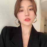 Irregular Circle Square Earrings for Women, Geometric Metal Jewelry Gift