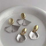 Geometric Metal Shell Pendant Earrings Vintage Party Jewelry
