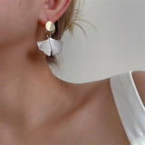 Geometric Metal Shell Pendant Earrings Vintage Party Jewelry