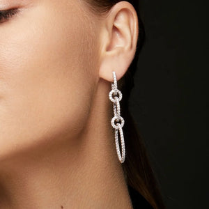 Geometric Micro Pave CZ High Sparking Bling Zirconia Hoop Earring