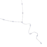 Geometric CZ Station Link Chain Y Lariat 925 Sterling Silver Necklace