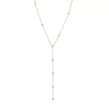Geometric CZ Station Link Chain Y Lariat 925 Sterling Silver Necklace