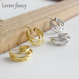 Geometric Multilayer Semi Circles Tube Stud Earrings in 925 Sterling Silver