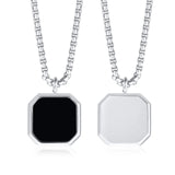 Geometric Necklace Men, Roman Amulet,Black Square Enamel Pendant