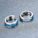 Geometric Opal Earrings Circle Multicolor 925 Silver Hook Women's Jewelry