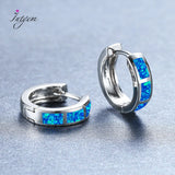 Geometric Opal Earrings Circle Multicolor 925 Silver Hook Women's Jewelry