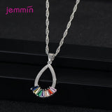 Oval Crystal Zircon 925 Silver Jewelry Set for Women