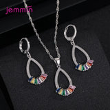 Oval Crystal Zircon 925 Silver Jewelry Set for Women