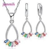 Oval Crystal Zircon 925 Silver Jewelry Set for Women