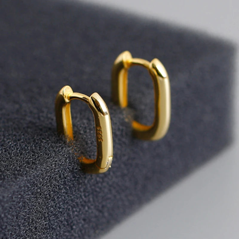 Geometric Oval Hoop Earrings High Polished Jewelry