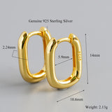 925 Sterling Silver Geometric Oval Hoop Earrings for Women