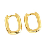 925 Sterling Silver Geometric Oval Hoop Earrings for Women