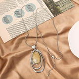 Geometric Oval Resin Pendant Necklace for Women Multilayer Circle Birthday Gift