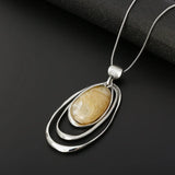 Geometric Oval Resin Pendant Necklace for Women Multilayer Circle Birthday Gift