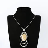 Geometric Oval Resin Pendant Necklace for Women Multilayer Circle Birthday Gift
