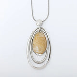 Geometric Oval Resin Pendant Necklace for Women Multilayer Circle Birthday Gift