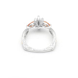 Orange Zircon Water Drop Ring Silver Flower Jewelry