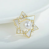 Geometric Pearl Shell Brooch Versatile Collar Pin
