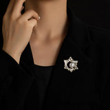 Geometric Pearl Shell Brooch Versatile Collar Pin