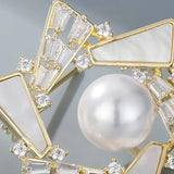 Geometric Pearl Shell Brooch Versatile Collar Pin