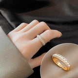 Geometric Pearls CZ Ring for Women Wedding Engagement YRI174