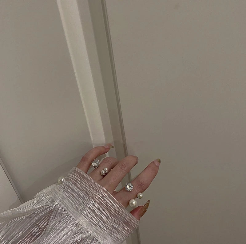 Geometric Pearls CZ Ring for Women Wedding Engagement YRI174