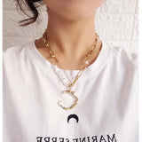 Geometric Pendant Necklace Crystal Pearl Chain Women Gift
