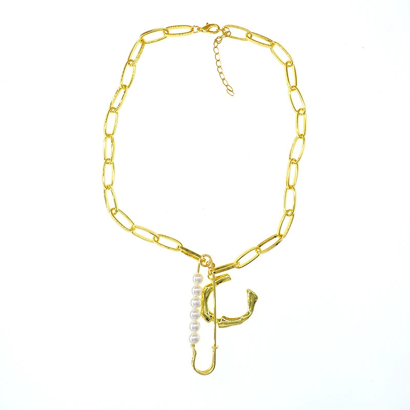 Geometric Pendant Necklace Crystal Pearl Chain Women Gift