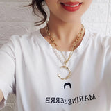 Geometric Pendant Necklace Crystal Pearl Chain Women Gift