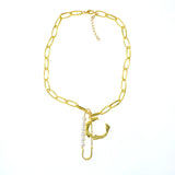 Geometric Pendant Necklace Crystal Pearl Chain Women Gift