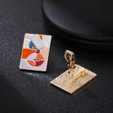 Geometric Punk Human Face Clip Earrings Retro Abstract Metal No Pierced