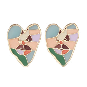 Geometric Punk Human Face Clip Earrings Retro Abstract Metal No Pierced