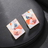 Geometric Punk Human Face Clip Earrings Retro Abstract Metal No Pierced