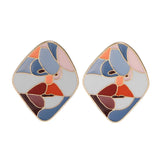 Geometric Punk Human Face Clip Earrings Retro Abstract Metal No Pierced