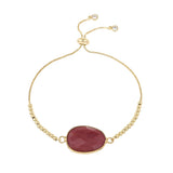 Geometric Rhodonite Charm Bracelet Stainless Steel Chain Boho Women Bracelets