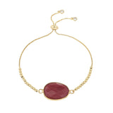 Geometric Rhodonite Charm Bracelet Stainless Steel Chain Boho Women Bracelets