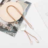 Geometric Romantic Flower Pendant Long Chain Necklace