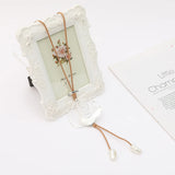Geometric Romantic Flower Pendant Long Chain Necklace